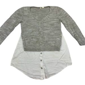 Anthropologie Gray and White Layered Sweater